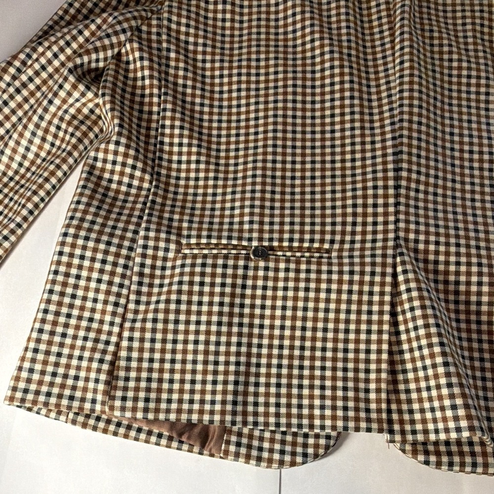 Moon River Women's Check Double-Breasted Lined Blazer Brown Beige M - Picture 9 of 13